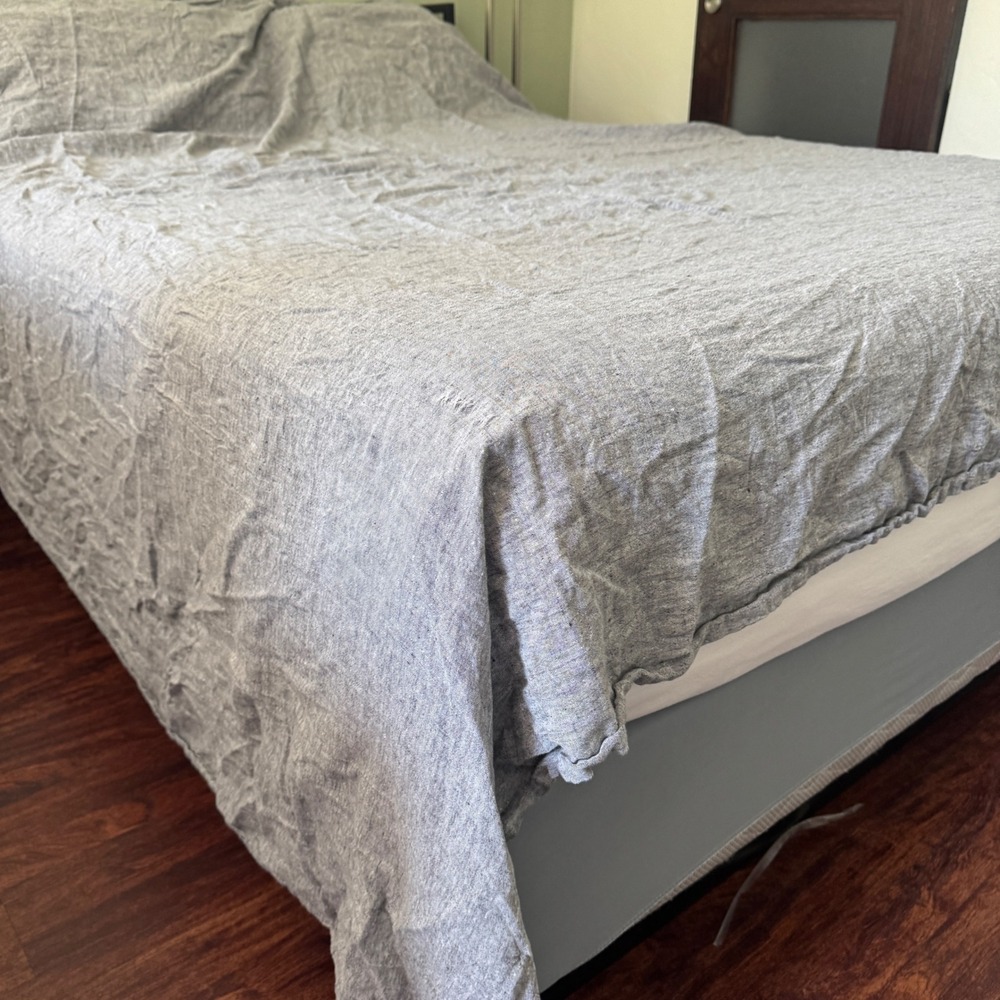 Brooklinen King Linen Flat Sheet Grey Chambray 100% European Flax OEKO-TEX